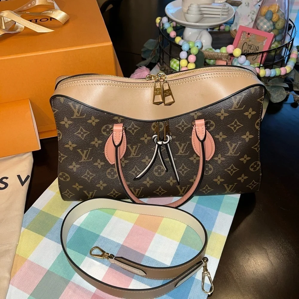 Louis Vuitton Tuileries Handbag Monogram Canvas with Leather PEACH in EUC!!! - Picture 1 of 11